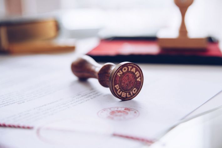 notary stamp on a document