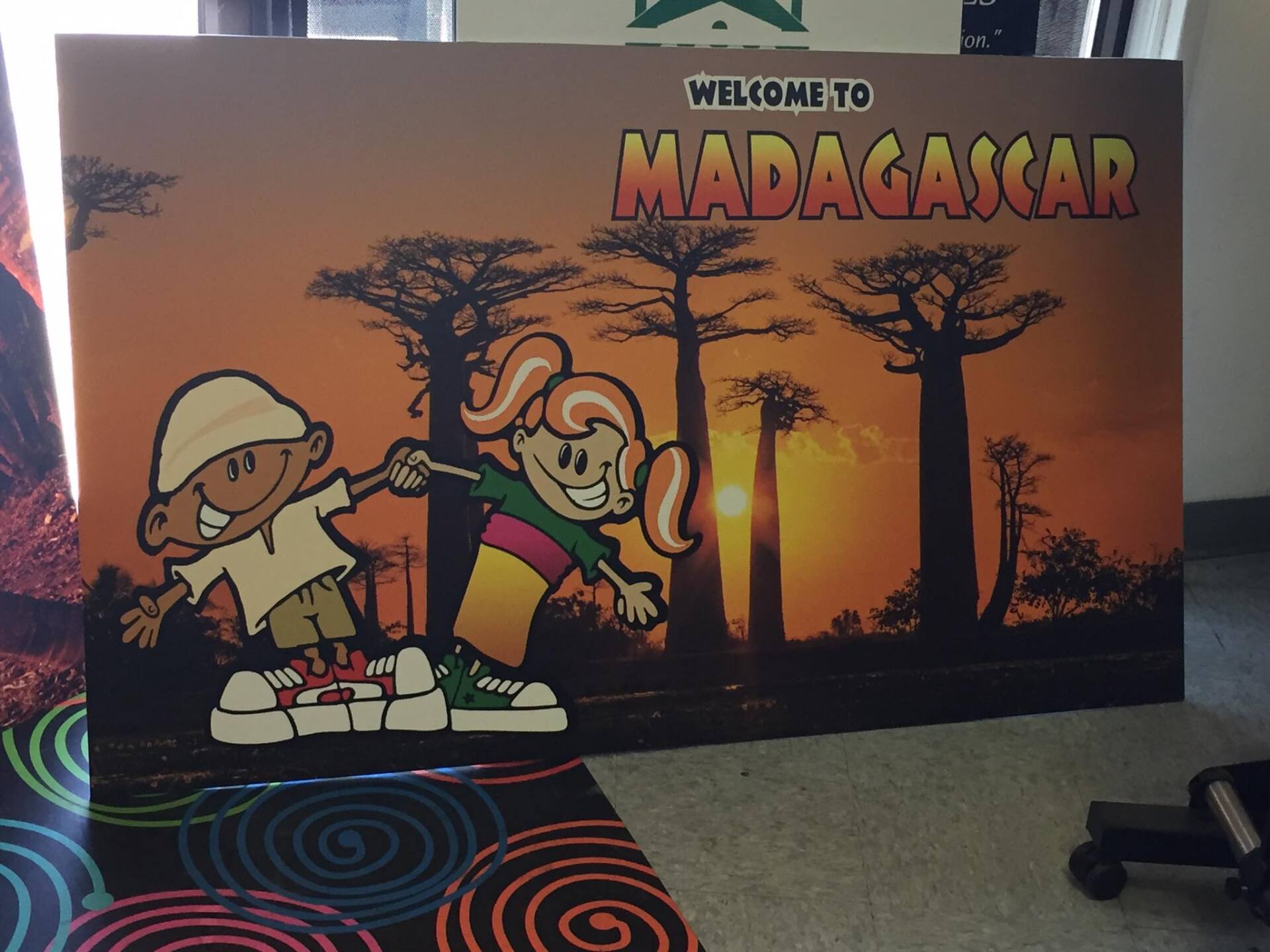 A poster that says welcome to madagascar on it
