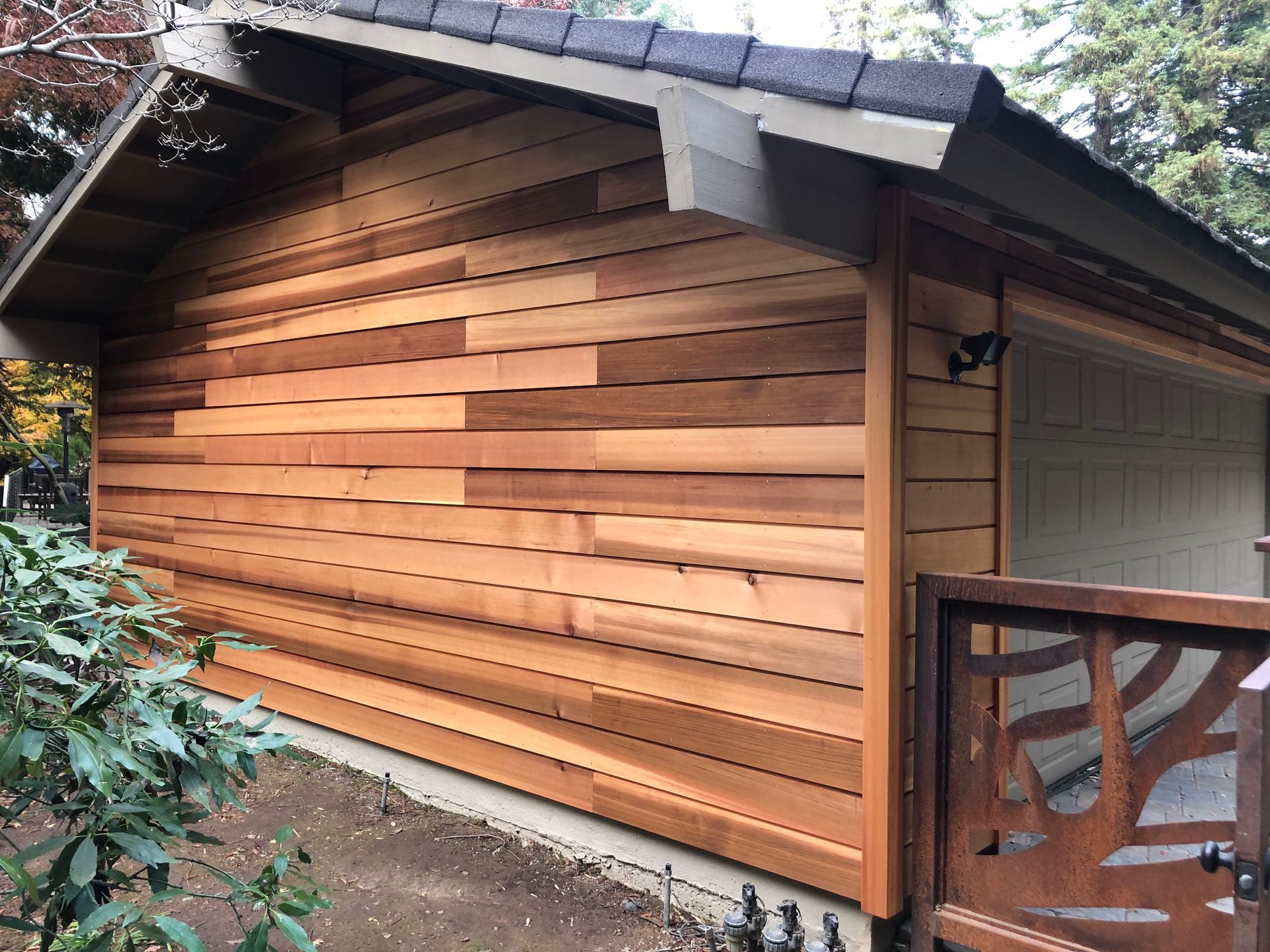 a house with a wooden siding.