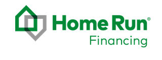 a logo for home run financing with a house on it.