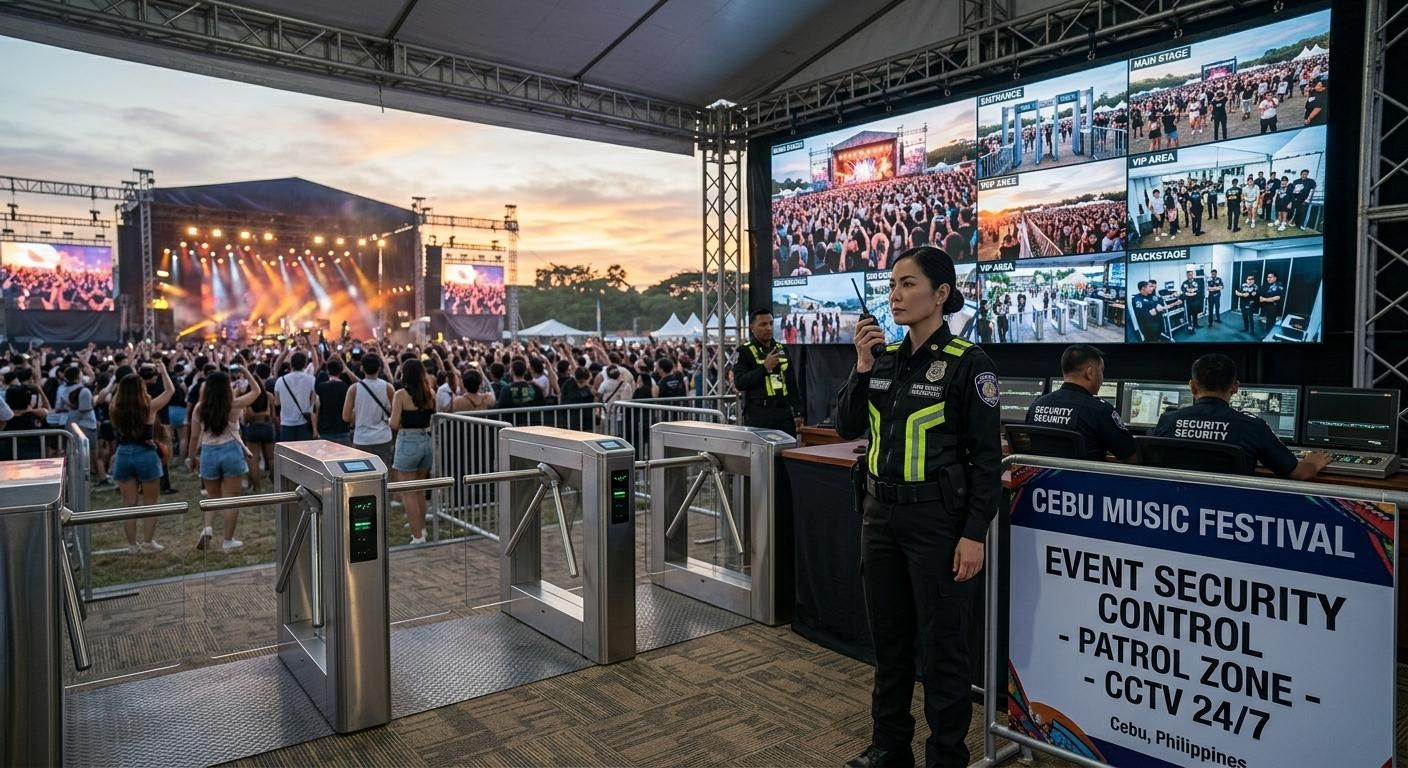 Security officers inspecting equipment at a U.S. Port Security checkpoint with city skyline in the background.