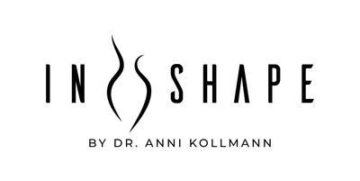 Das Logo von In Shape von Dr. Anni Kollmann ist schwarz-weiß.