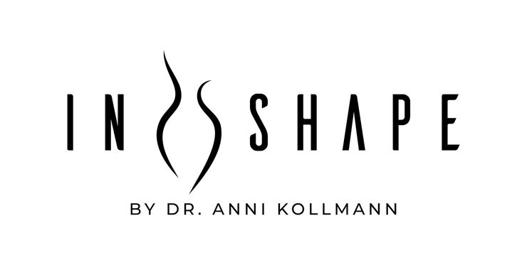 Das Logo von In Shape von Dr. Anni Kollmann ist schwarz-weiß.