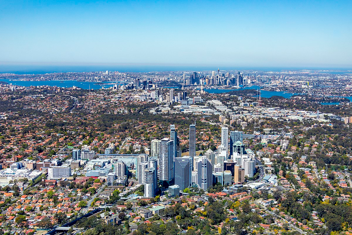 An Aerial View Of A Residential Area With A City — Fortress Locksmiths & Security in Chatswood, NSW