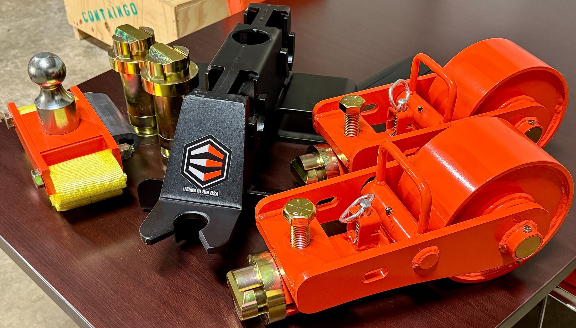 the individual parts of the container relocation kit are displayed sitting on a floor
