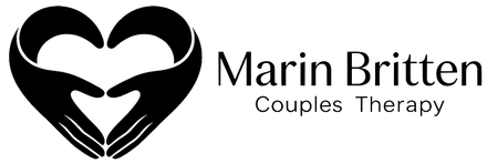 Marin Britten Couples Therapy logo with black heart-shaped couple icon and text on white background