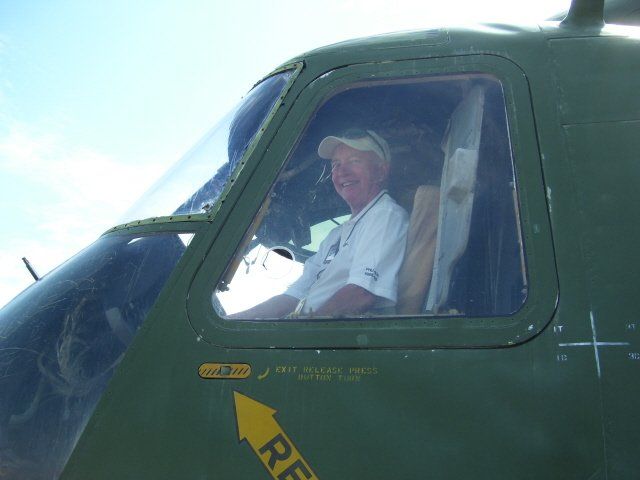 man in old airplane