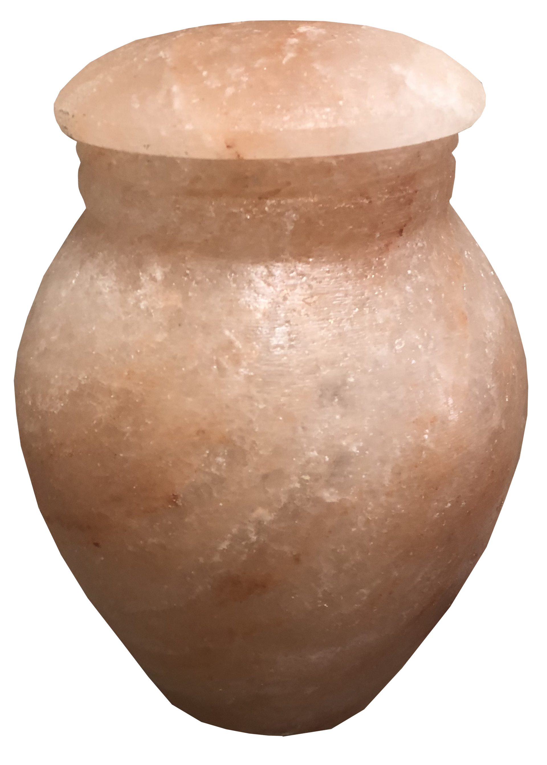Pink salt urn with a lid.
