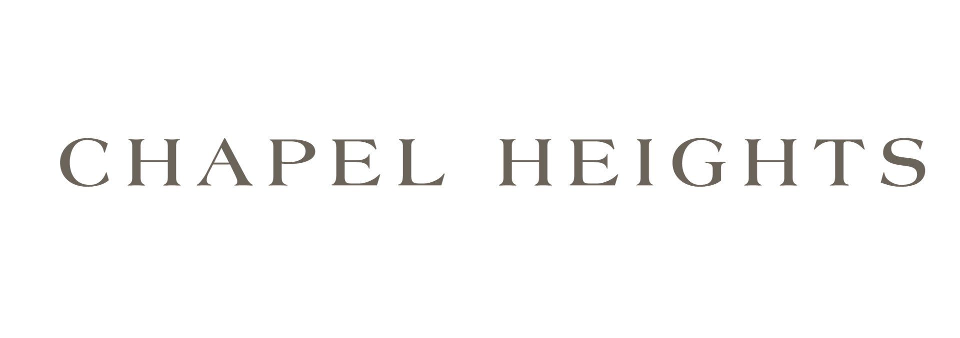 Chapel Heights logo in gray serif text on a white background
