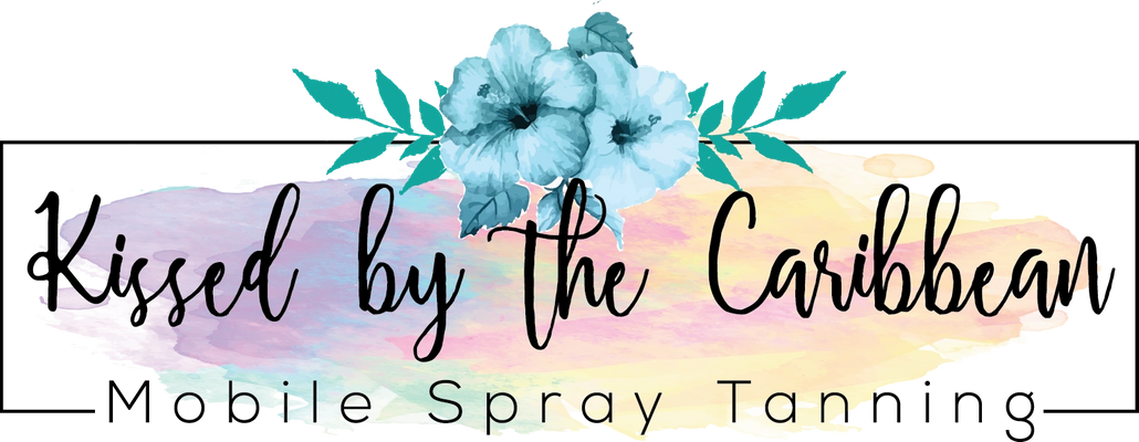The logo for kissed by the caribbean mobile spray tanning