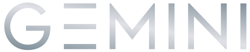 Light gray GEMINI logo on a white background