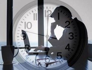 BUSINESSMAN FRUSTRATED ABOUT TIME - CLOCK OVERLAY