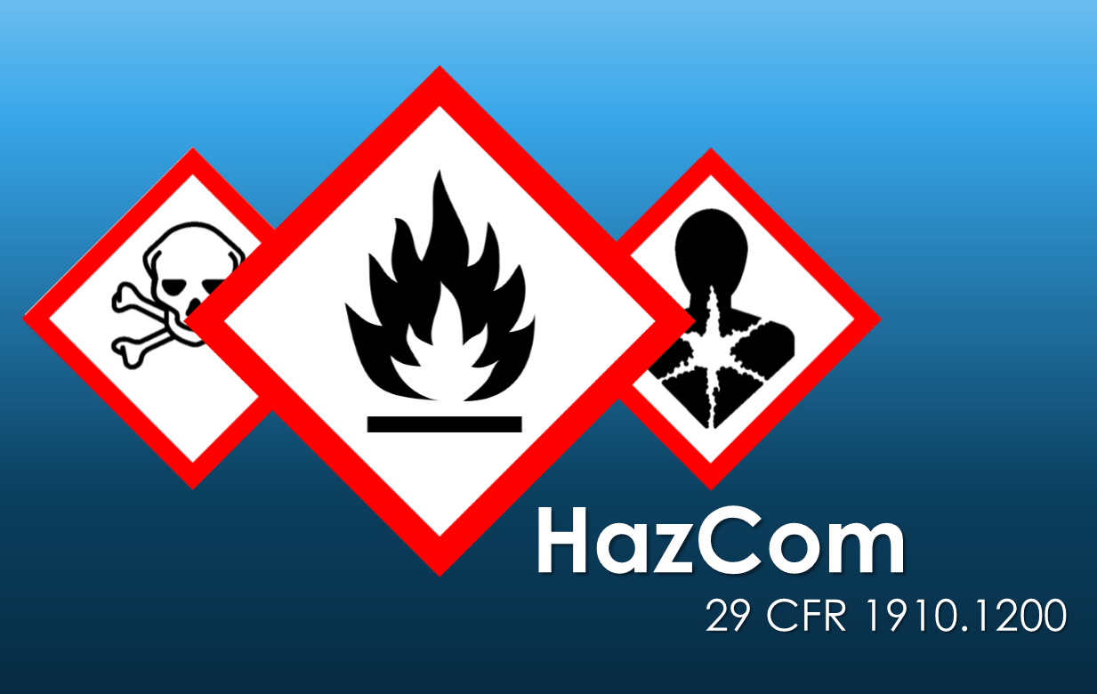 A blue background with hazcom 29 cfr 1910.1200 written on it