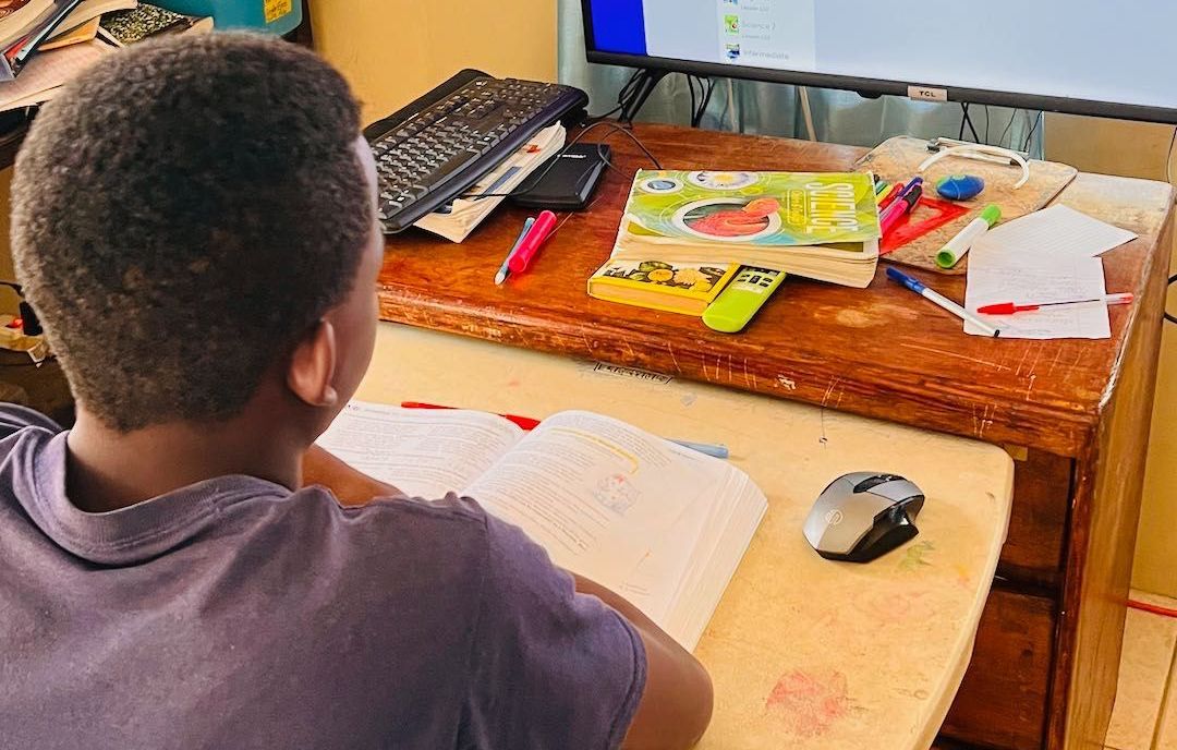 Asaph catching up school work