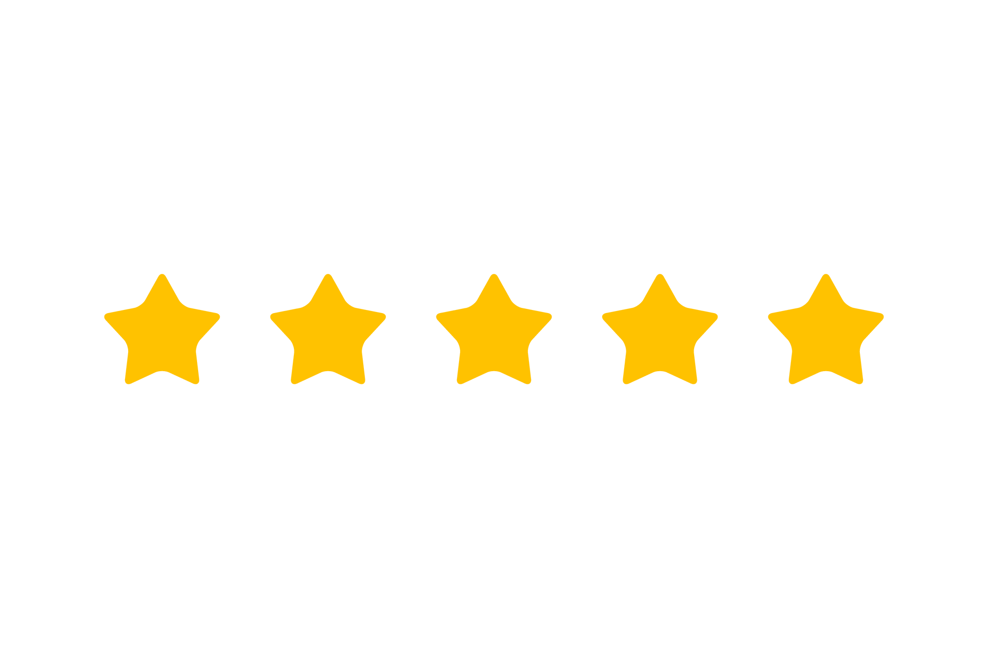 A row of five yellow stars on a white background. | Liberty Hill Septic & Excavation