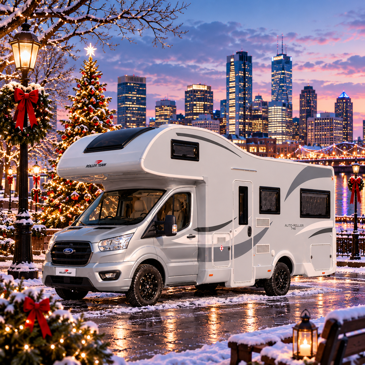 Hire a Roller Team Auto Roller Zefiro 746 - 6 berth - automatic motorhome for the Christmas and New Year festive holidays from Wests Motorhome Hire