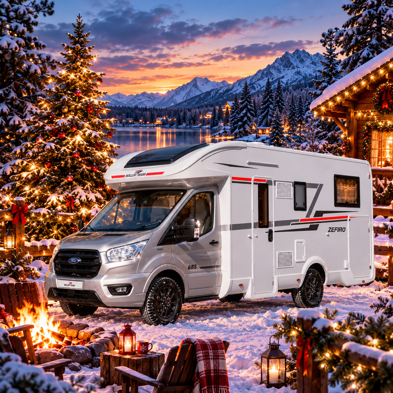 Hire a Roller Team Zefiro 685 - 4 berth - automatic motorhome for the Christmas and New Year festive holidays from Wests Motorhome Hire