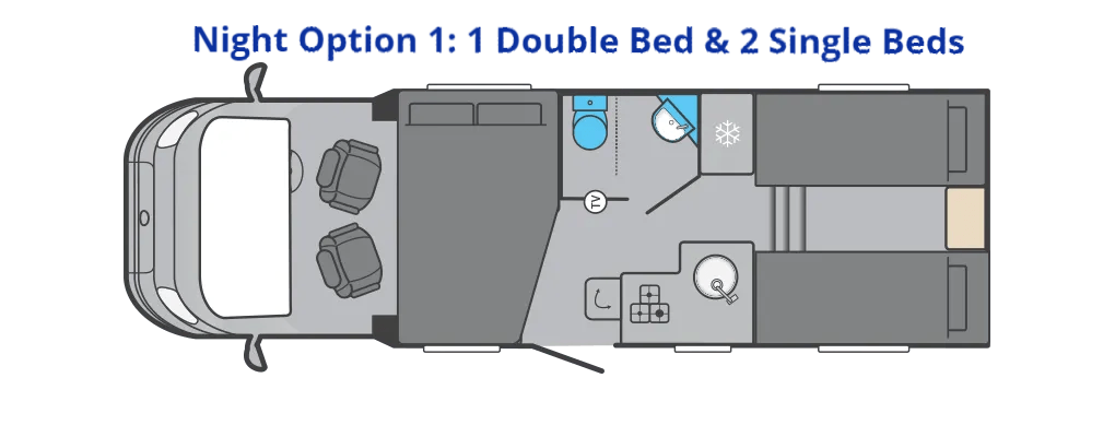 Floor Plan - Swift Escape 684 Motorhome - Night Option 1 Swift Escape 684 Motorhome Night Option 1 - 2022 model - For Sale