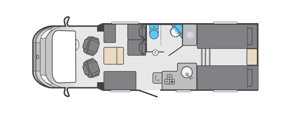 Fiat Ducato Swift Escape 684 - 4 Berth Motorhome For Sale - Automatic Transmission daytime living area layout
