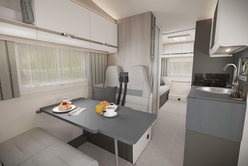 swift voyager 475 5 berth motorhome hire rental for 2-5 people rear lounge festivals, kids holidays, half term
