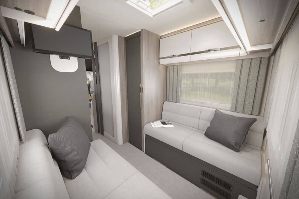 voyager 475 5 berth motorhome hire rental for 5 people rear lounge motorhome holidays, festivals