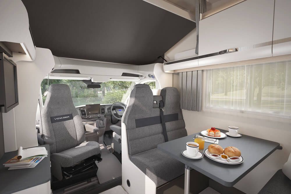 swift voyager 485 5 berth motorhome hire rental for 2-5 people rear lounge festivals, kids holidays, half term