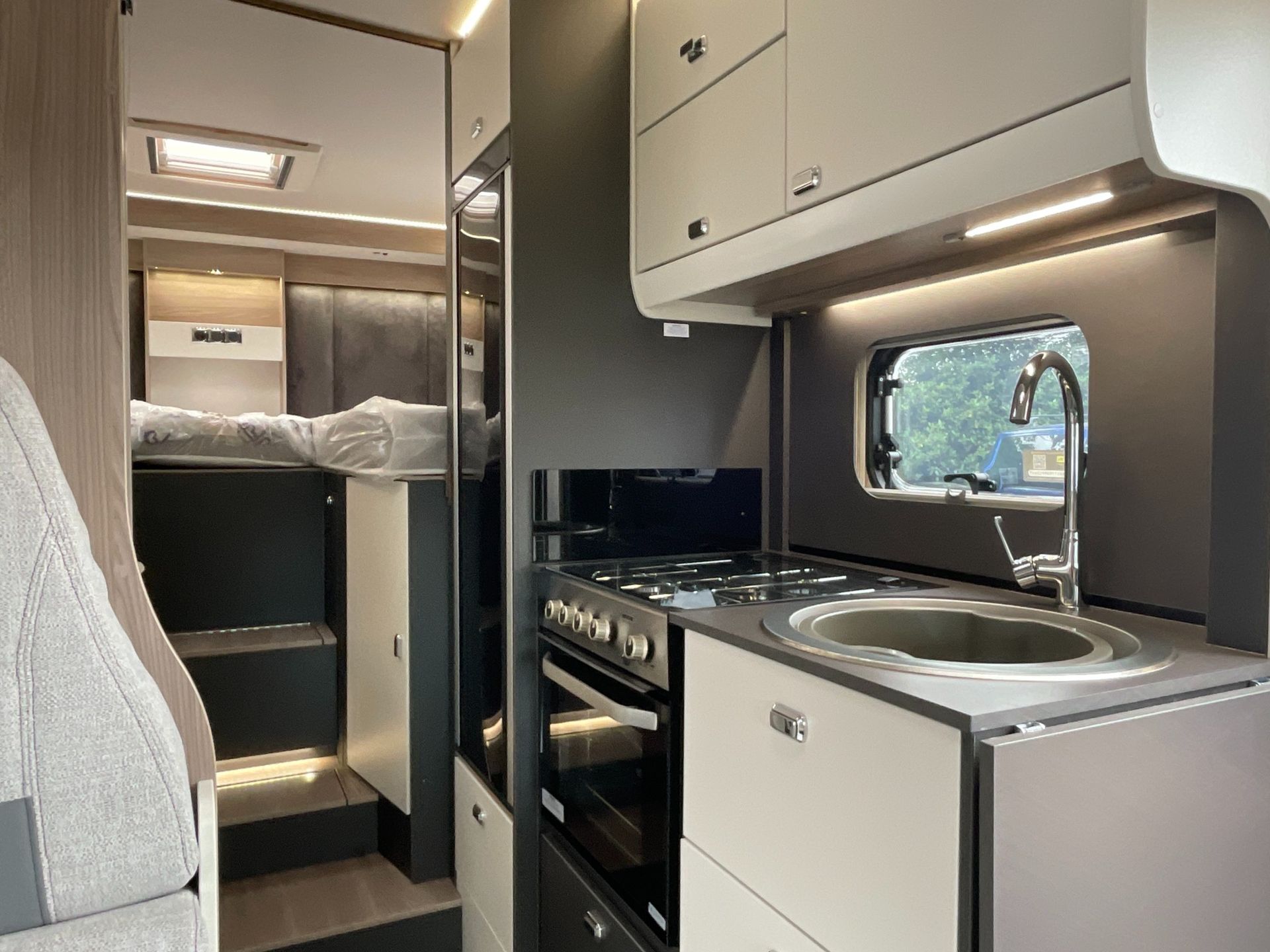 voyager 485 5 berth motorhome hire rental for 2-5 people rear lounge camping holidays