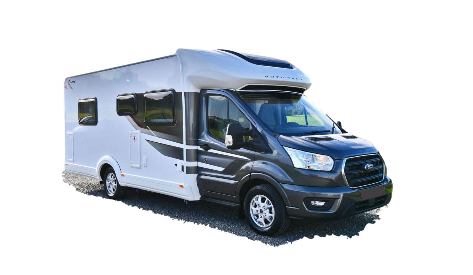 Automatic Motorhome Hire in a Luxury Auto Trail Tribute F74 perfect for 2 to 4 people.  Camping holidays, family holidays, half term, festival, glamping, F1, Silverstone, camper van
