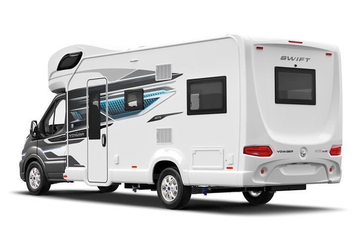swift voyager 475 5 berth motorhome hire rental for 2-5 people rear lounge festivals, kids holidays, half term