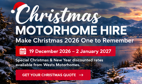 CHRISTMAS MOTORHOME HIRE 2026/27 Christmas Motorhome Rental from Wests Motorhomes
19 December 2026 – 2 January 2027
Make Christmas different this year with a festive motorhome getaway from London & Essex.
Special discounted Christmas & New Year rates available.