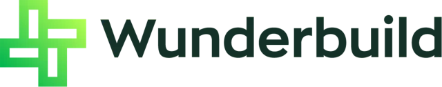 Wunderbuild logo: Green plus sign icon to the left of the dark green word "Wunderbuild".