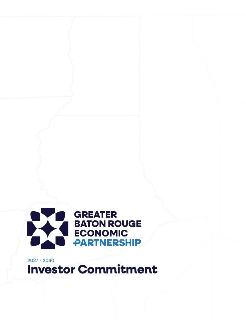 Great Baton Rouge Economic Partnership logo and “Investor Commitment” text on a white background