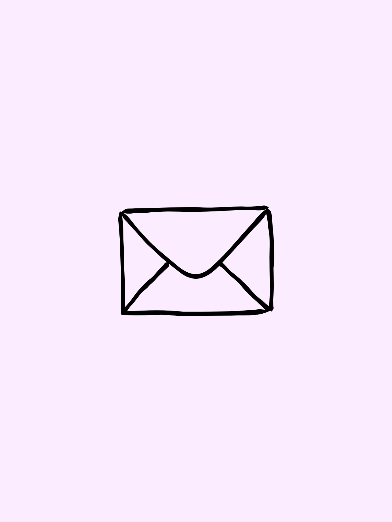 Black envelope icon on a light pink background