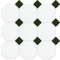 OCTAGONAL WHITE/GREEN DOT