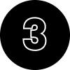 A black circle with a white number three inside of it.