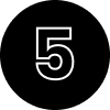 A black circle with a white number 5 inside of it.