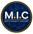 M.I.C. Men's Integrity Coaching logo in white and gold on a dark blue circular background