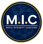M.I.C. Men's Integrity Coaching logo in white and gold on a dark blue circular background