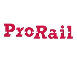 Het ProRail-logo in rode tekst op een witte achtergrond.
