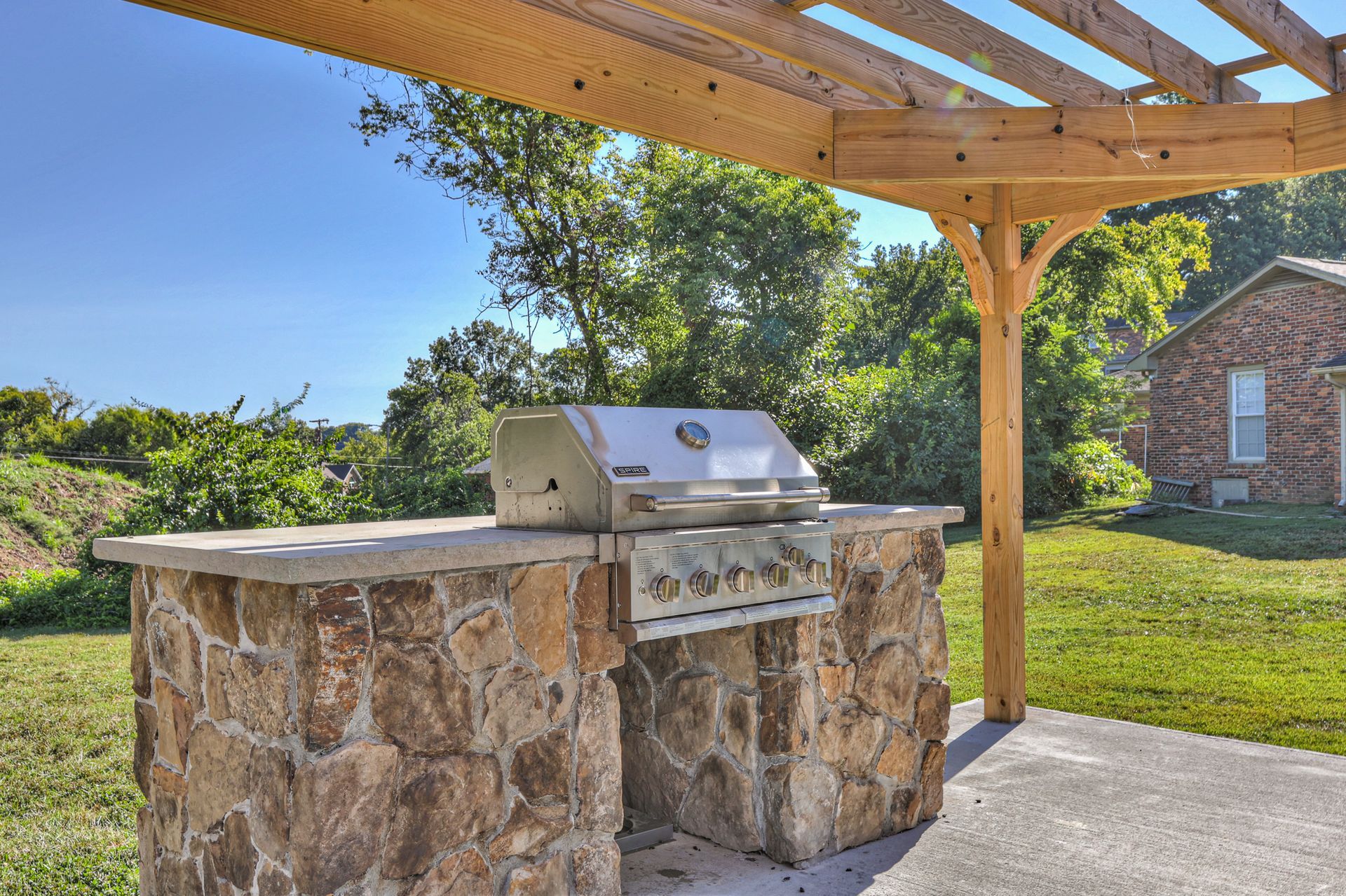 Photo of a community barbecue grill