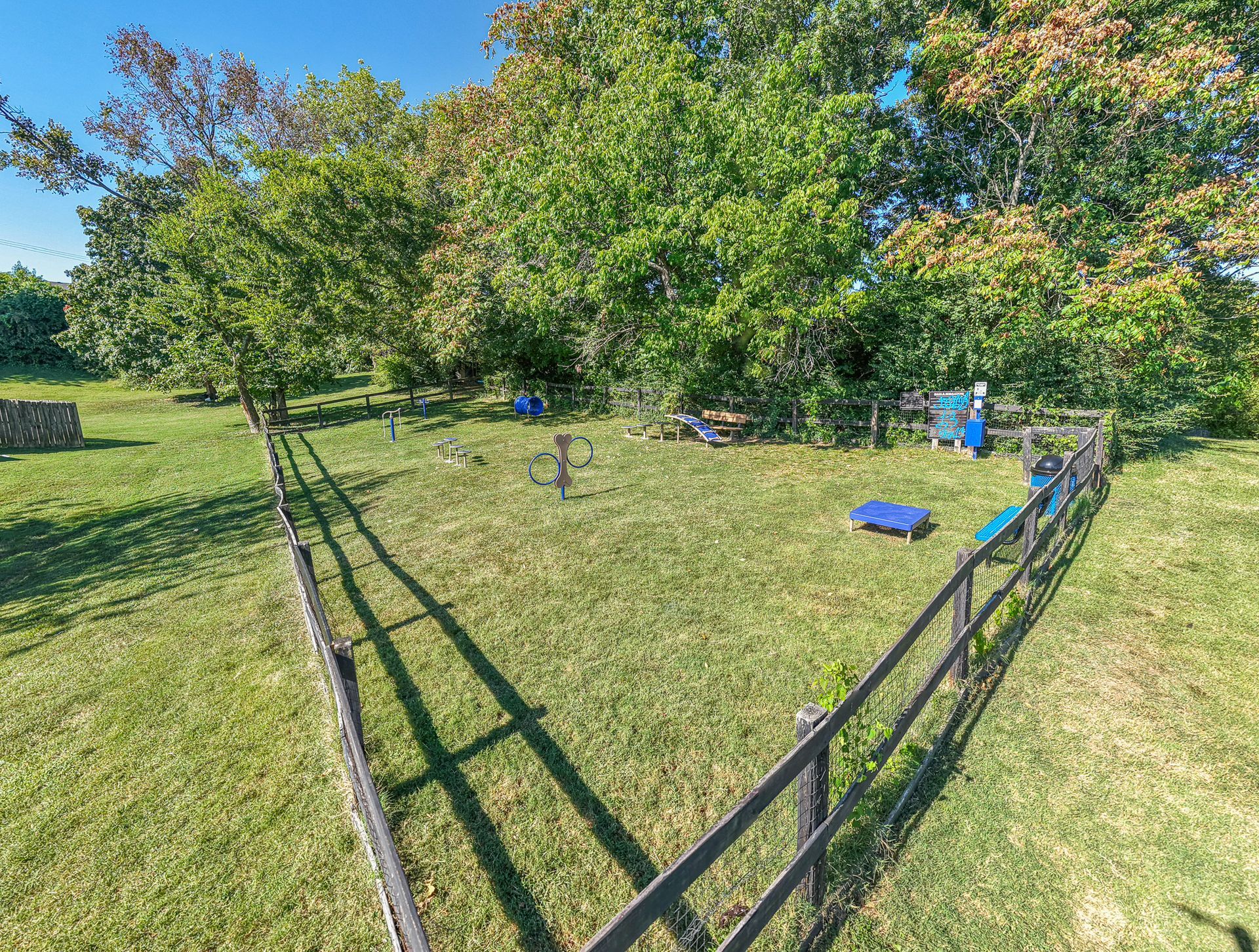 Photo of a fenced in play area for dogs