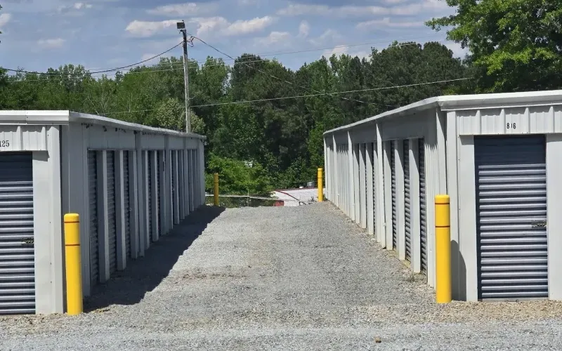 Alley lined with storage unit doors