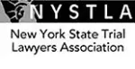 NYSTLA logo with text “New York State Trial Lawyers Association” in black and white