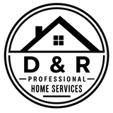D&R Professional Home Services logo with house icon in black and white