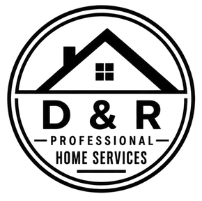 D&R Professional Home Services logo with house icon in black and white