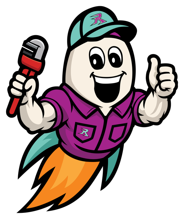 Cartoon astronaut in purple shirt and cap, smiling and holding a microphone with a thumbs-up, with orange flame trail