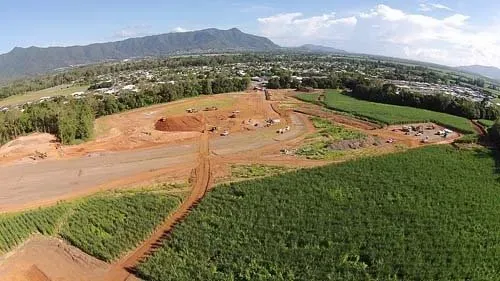 Aerial View of Cairns Mountain View Estate Construction Site | Woree, Queensland | Cheshire Contractors