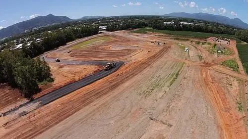 Aerial View of Cairns Mountain View Estate Roads Construction Site | Woree, Queensland | Cheshire Contractors