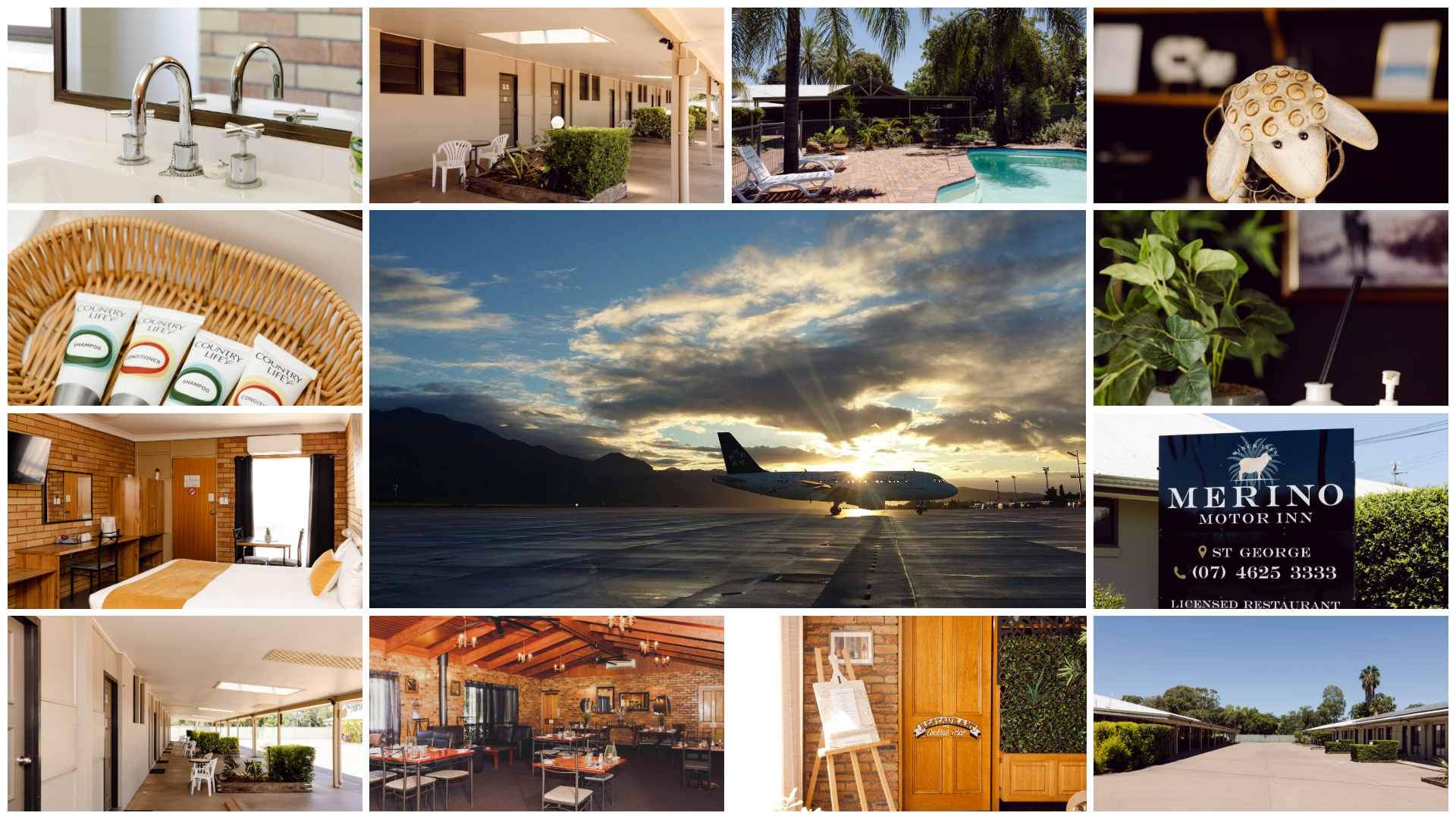 A collage of pictures shows a sign that says merino