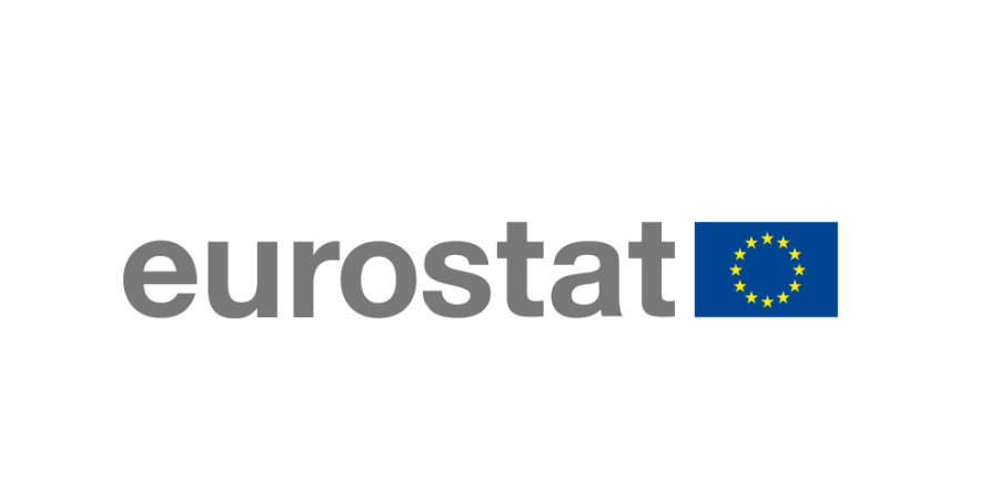 Eurostat logo with gray text and blue EU flag icon